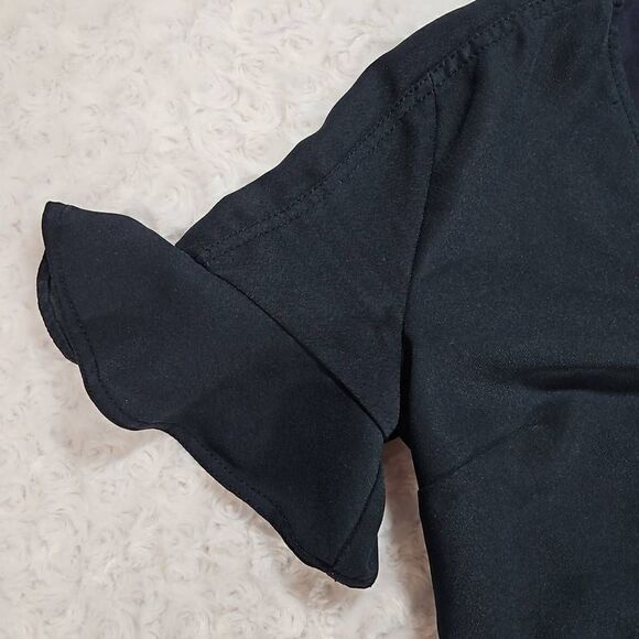 Banana Republic Flutter Sleeve Fit Flare Navy Dress With Pockets Size 4 - Picture 11 of 15